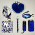 Blue — Beaded-Wristlet Wallet Set with Safety Accessories