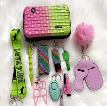 Pink & Green Rainbow — Shine & Shield-Crossbody Case and Rhinestone Set